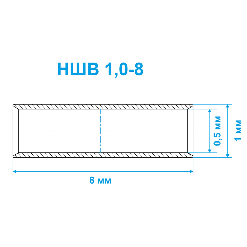 Фото Наконечник штыревой втулочный Vell, НШВ 1,0-8, 100 шт {VLnhv-1.0-8} (1)