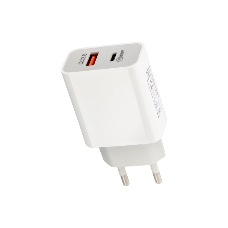 Фото Сетевое зарядное устройство REXANT USB-A+USB-C адаптер, 18W белое {18-2216} (1)