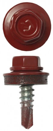 Фото Саморезы СКД кровельные, RAL 3003 рубиново-красный, 29 х 4.8 мм, 2 500 шт, для деревянной обрешетки, ЗУБР Профессионал {4-300310-48-029-3003}