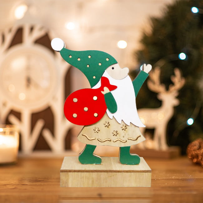 Фото Деревянная фигурка с подсветкой «Дед Мороз» 18 см NEON-NIGHT {504-016} (1)