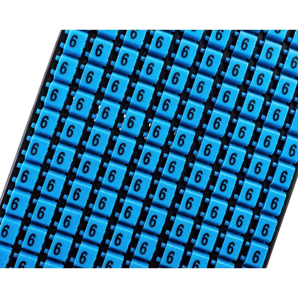 Фото Маркер для кабеля 0.5-1.5мм символ "6", голубой, DKC {MKF6S1} (2)