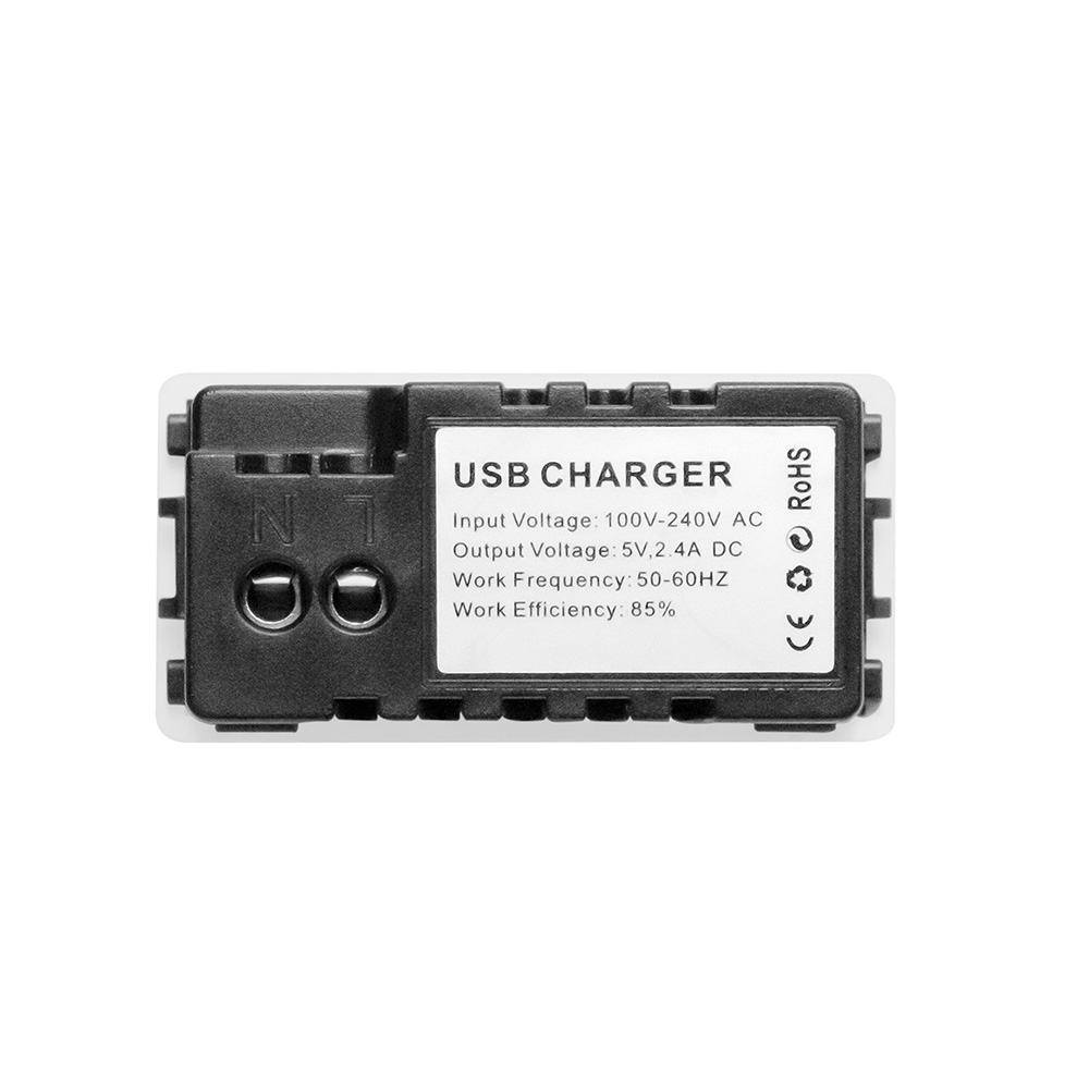 Фото Розетка белая, 1/2, USB A + USB A разъем, 1A, модуль, Vell {WH-1/2-AA} (2)