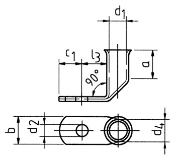 Фото Наконечники медные угловые Klauke для тонкопроволочных особогибких проводов 50 мм² под винт М8 {klk746F8} (1)