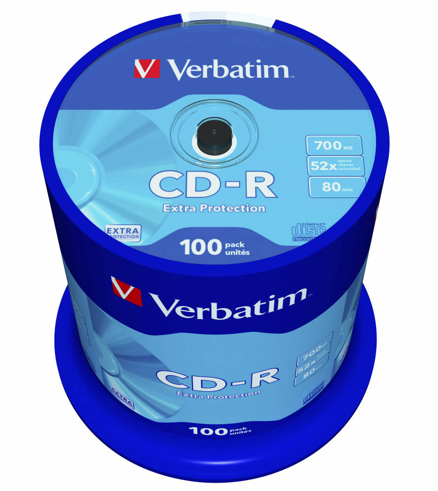 Фото Диск CD-R Verbatim 700 Mb, 52x, Cake Box (100), DL (100/400) {43411}