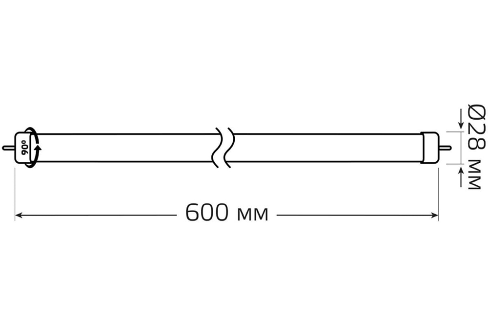 Фото Лампа Elementary Gauss T8 10W 780lm 4000K G13 600mm стекло поворотная LED {93020-R} (2)