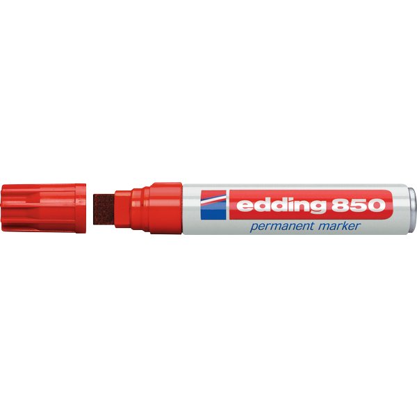 Фото Перманентный маркер Edding E-850 красный, клиновидный наконечник 5-16 мм {E-850#2}