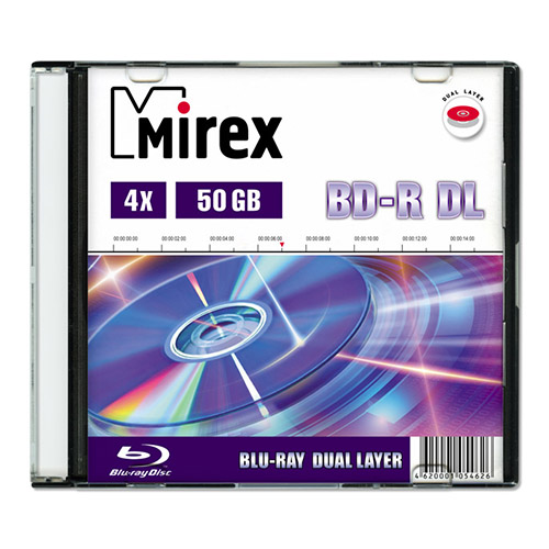Фото Диск BD-R Mirex 50 Gb, 4x, Slim Case (1), DL (1/50) 1054626 {UL141005A4S}