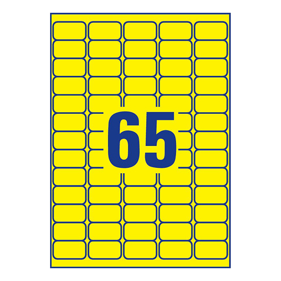 Фото Удаляемые этикетки Avery Zweckform, желтые, 38.1x21.2 мм (65 шт. на листе A4, 20 листов) {L4793-20} (1)