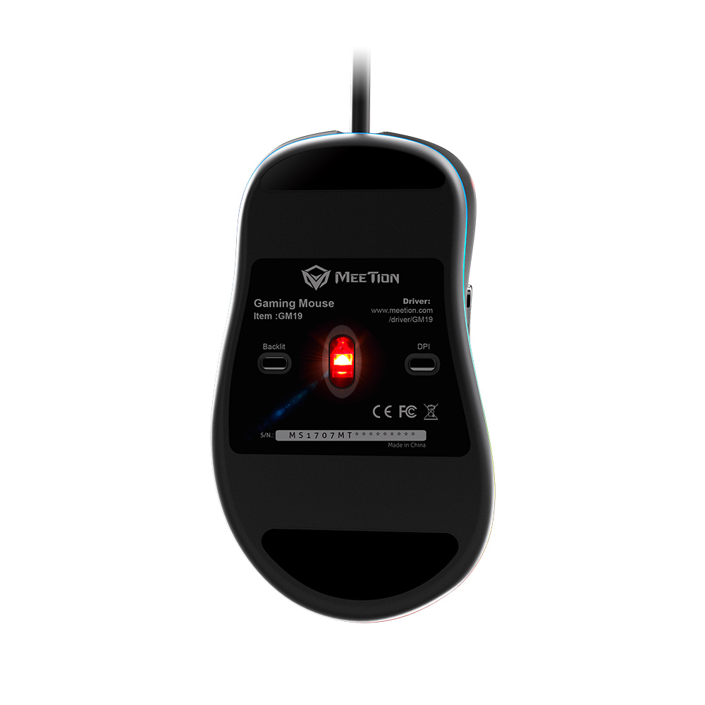 Фото Проводная игровая мышь MeeTion, RGB, 6400 dpi, 1.8 м, USB, 7 кнопок, черная {MT-GM19} (7)