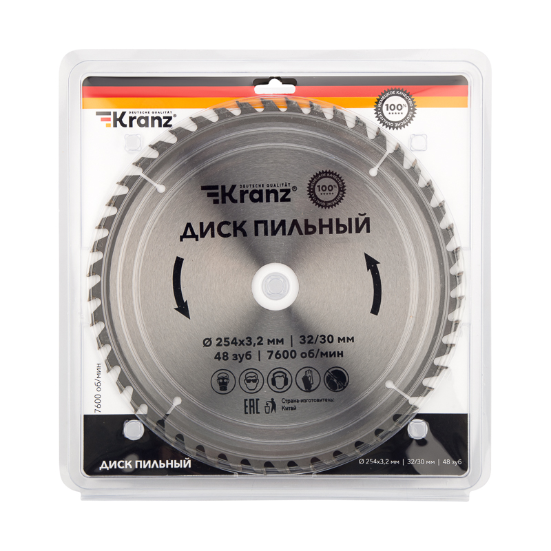 Фото Диск пильный 254 мм х 48 зуб х 32/30 мм Kranz {KR-92-0130} (3)