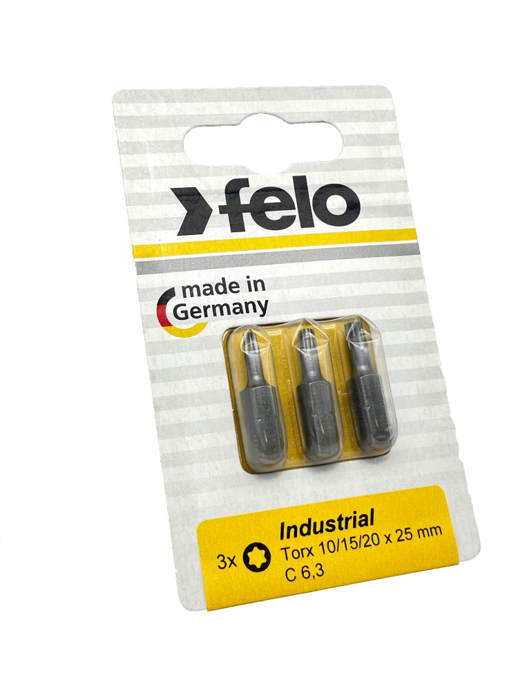 Фото Биты TX10/TX15/TX20 25мм, серия Industrial, 3 шт в блистере Felo {02693116} (1)