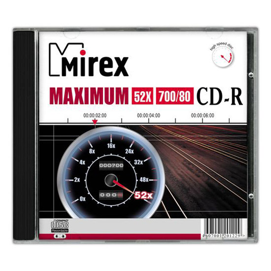Фото Диск CD-R Mirex 700 Mb, 52х, Maximum, Slim Case 1 шт 201229 {UL120052A8S}