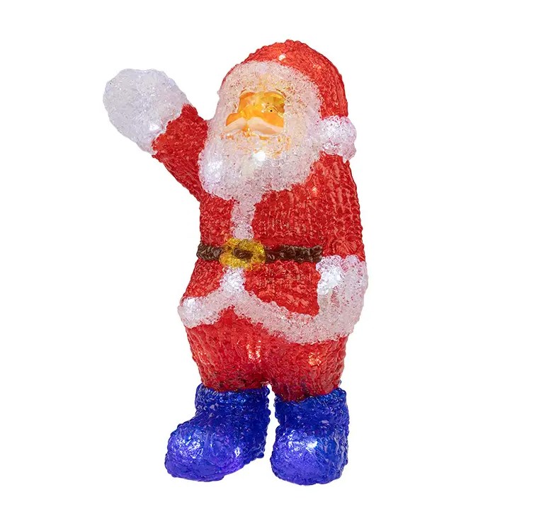 Фото Акриловая светодиодная фигура "Санта Клаус приветствует" 30 см, 40 светодиодов, IP65 {513-273}