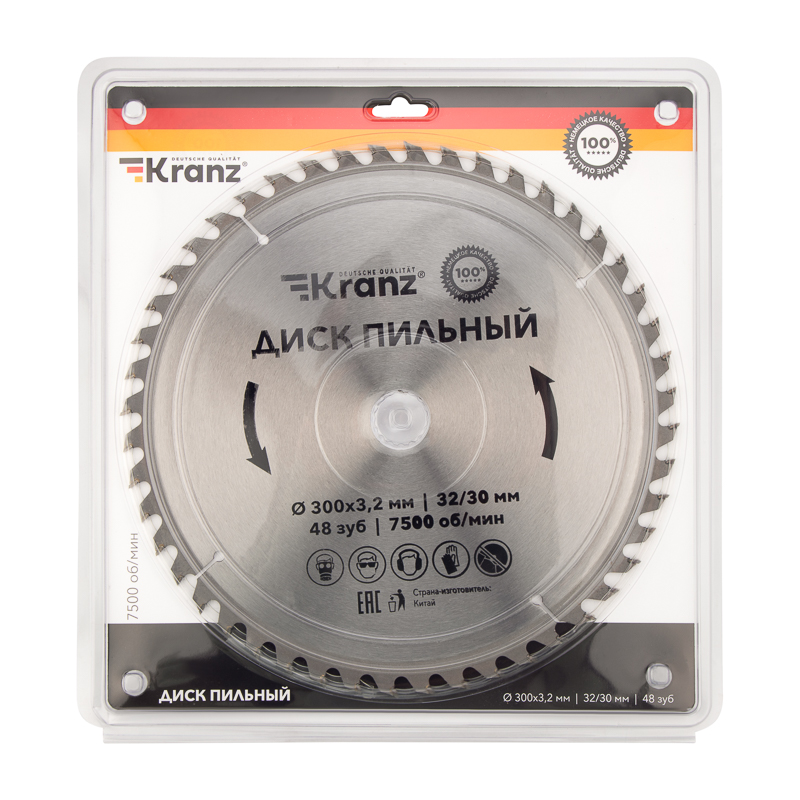 Фото Диск пильный 300 мм х 48 зуб х 32/30 мм Kranz {KR-92-0133} (1)