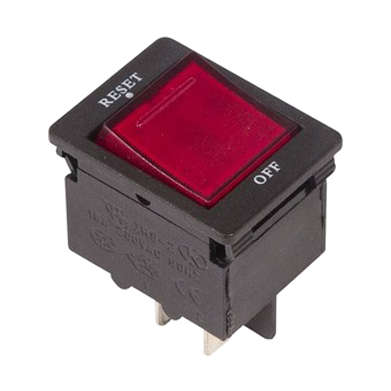 Фото Выключатель-автомат клавишный Rexant RESET-OFF красный с подсветкой (250В 15А (4с)) {36-2630}