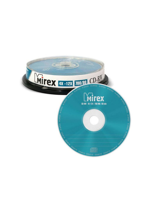 Фото Диск CD-RW Mirex 700 Mb, 12х, Cake Box (10), (10/300) 203384 {UL121002A8L}