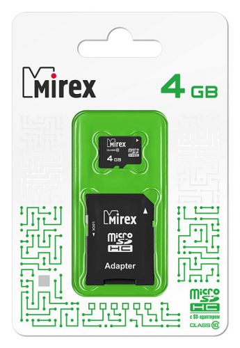 Фото Флеш карта microSD 4GB Mirex microSDHC Class 10 (SD адаптер) {13613-AD10SD04} (1)
