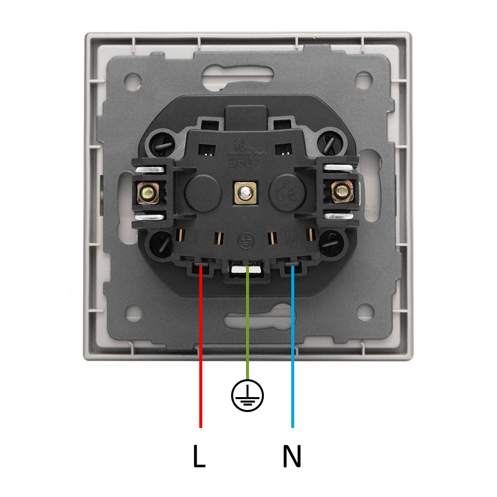 Фото Розетка белая, электрическая, 1 пост, с тонкой пластиковой рамкой Vell {WH1P-EU-Grand} (1)