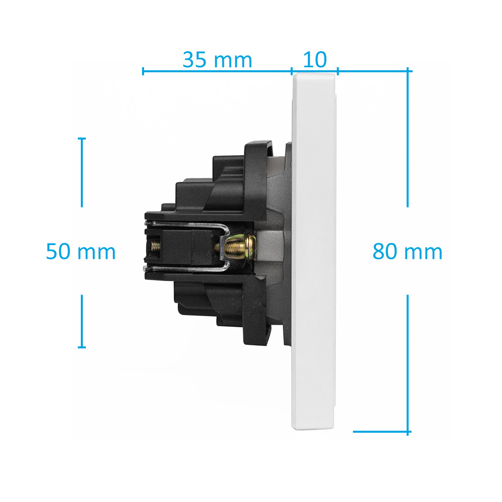 Фото Розетка белая, электрическая, 1 пост, с тонкой пластиковой рамкой Vell {WH1P-EU-Grand} (2)