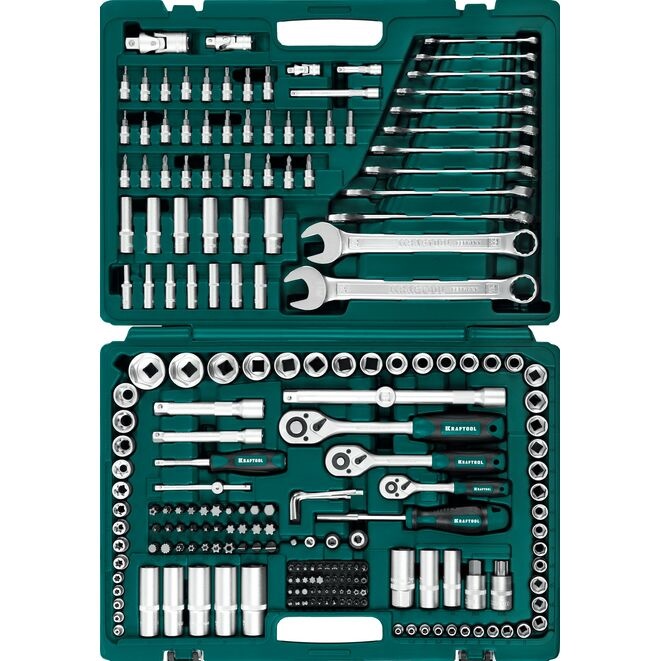 Фото Универсальный набор инструмента X Drive, 216 предм., (1/2"+3/8"+1/4"), KRAFTOOL {27888-H216}