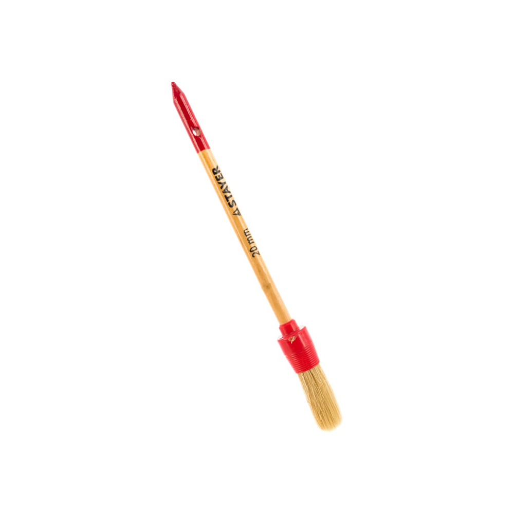 Фото Кисть круглая STAYER "MASTER", светлая натуральная щетина, пластмассовый корпус, деревянная ручка, №2 x 20мм {0141-20}