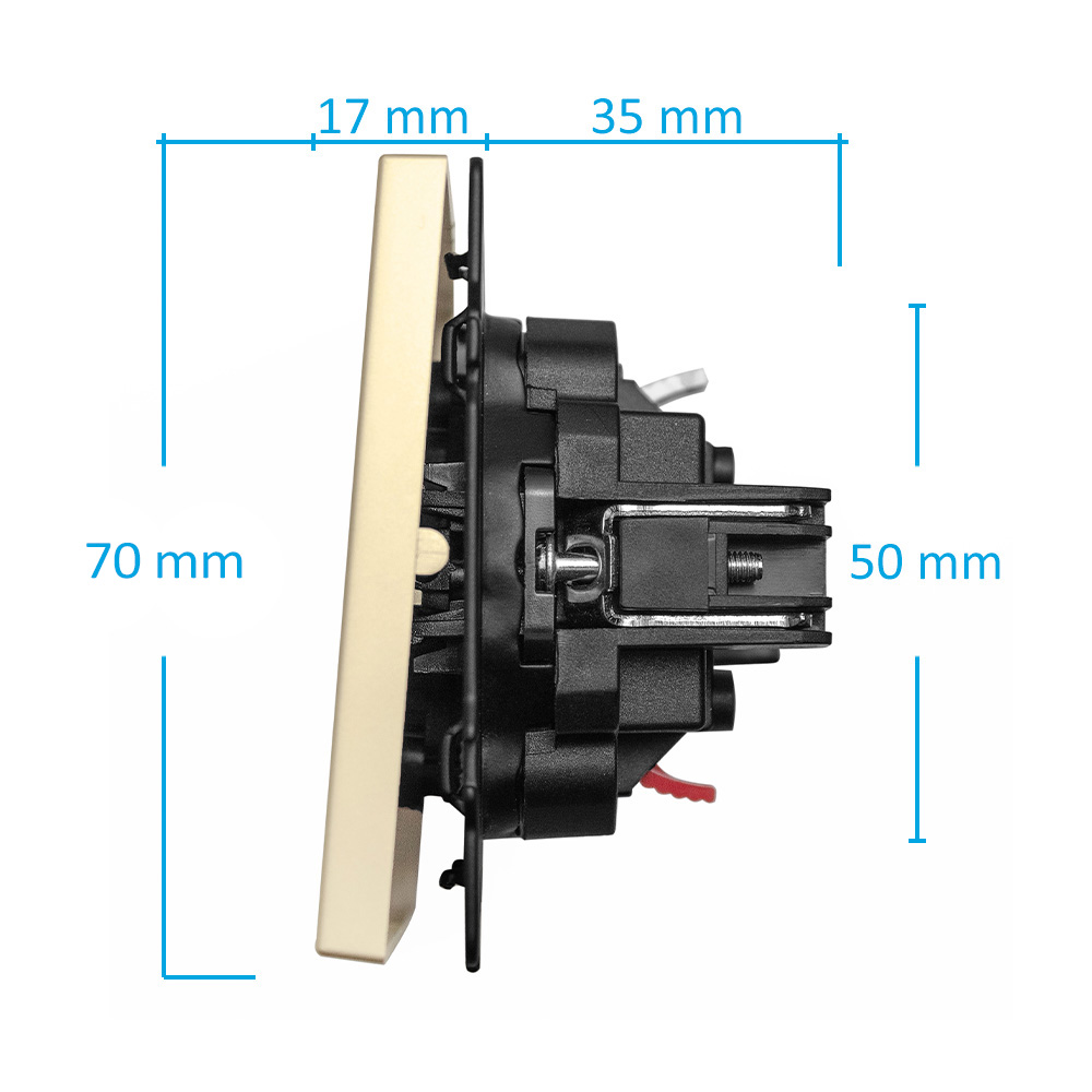 Фото Выключатель c подсветкой золотой, одноклавишный, 1 пост, с тонкой пластиковой рамкой Vell EchoGrand {GD1P-1L-EchoGrand} (9)