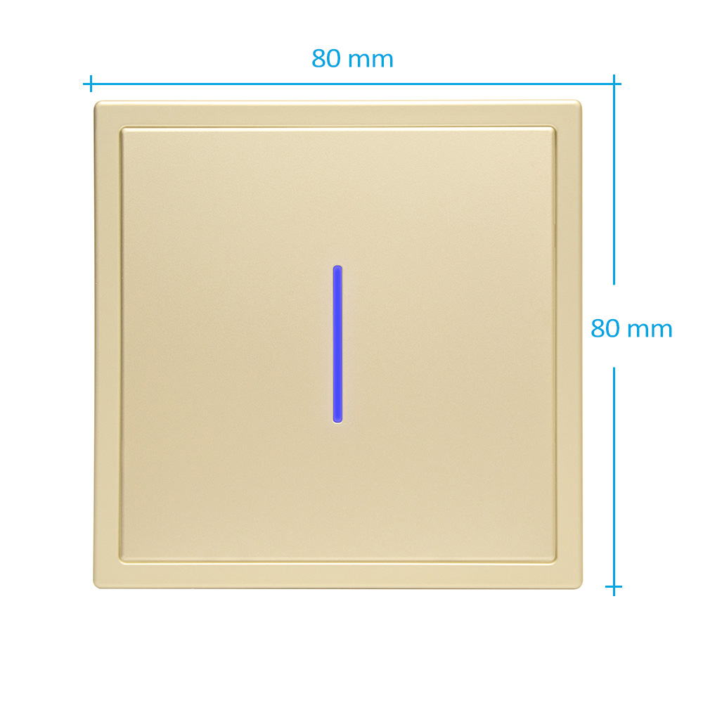 Фото Выключатель c подсветкой золотой, одноклавишный, 1 пост, с тонкой пластиковой рамкой Vell EchoGrand {GD1P-1L-EchoGrand} (10)