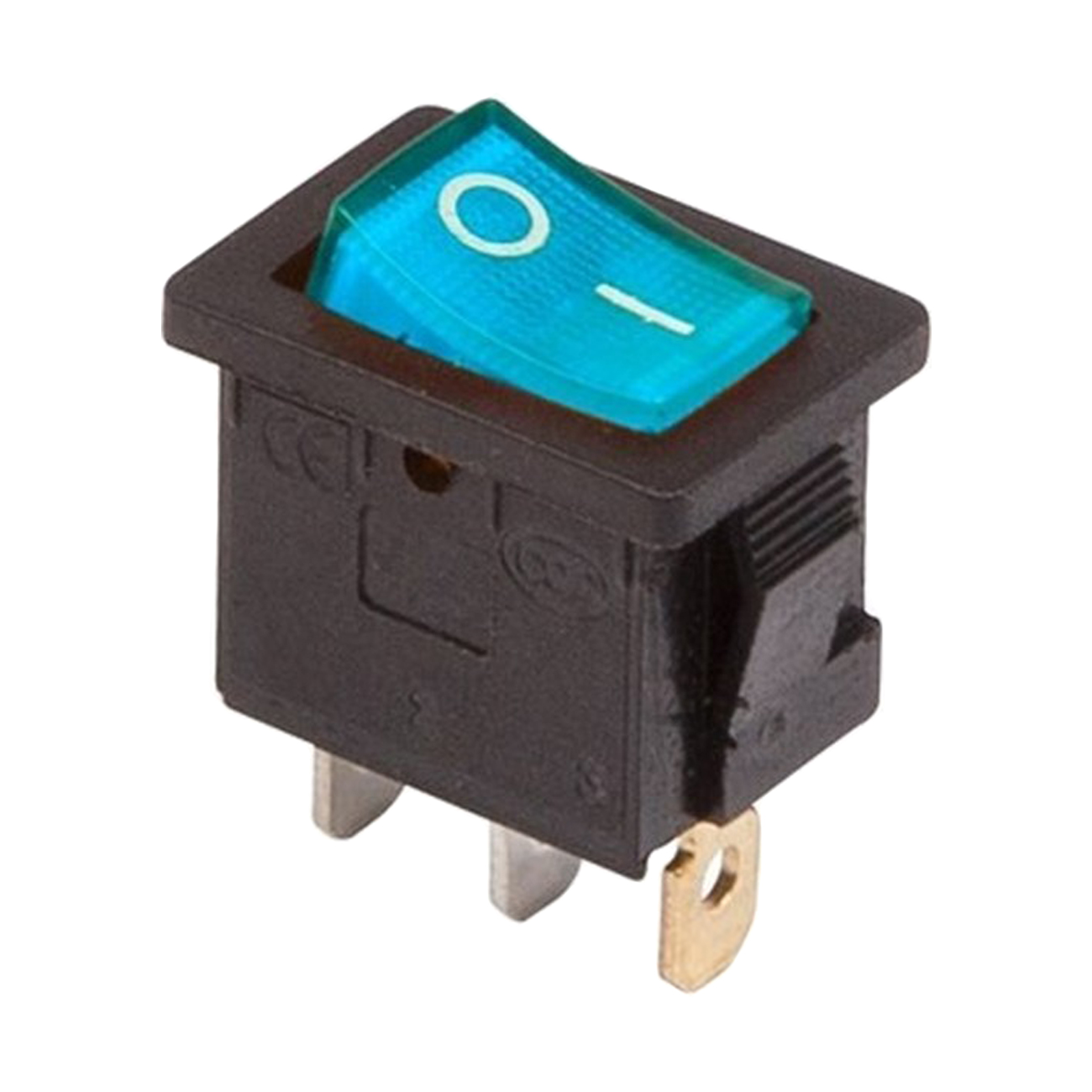 Фото Выключатель клавишный Rexant Mini ON-OFF синий с подсветкой (250В 6А (3с)) {36-2151}