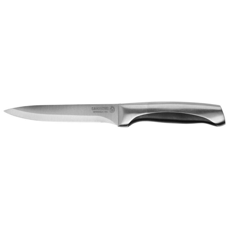 Фото Нож LEGIONER "FERRATA" универсальный, рукоятка с металлическими вставками, лезвие из нержавеющей стали, 125мм {47947}