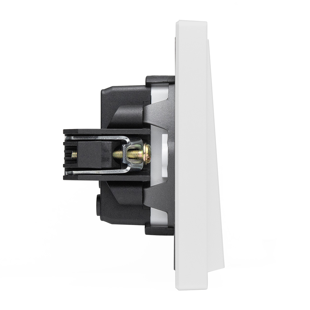 Фото Выключатель белый, трехклавишный, 1 пост, с тонкой пластиковой рамкой Vell {WH1P-3L-Grand} (4)