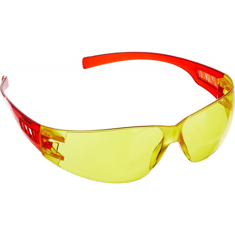 Фото Облегчённые жёлтые защитные очки ЗУБР МАСТЕР широкая монолинза, открытого типа {110326_z01}