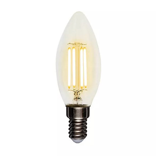 Фото Лампа филаментная Rexant Свеча CN35 7.5 Вт 600 Лм 2700K E14 диммируемая, прозрачная колба {604-087}
