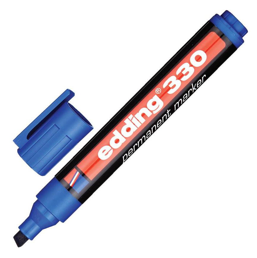 Фото Перманентный маркер Edding E-330 синий, клиновидный наконечник 1-5 мм {E-330#3}