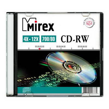 Фото Диск CD-RW Mirex 700 Mb, 12х, Slim Case (1), (1/200) {UL121002A8S}