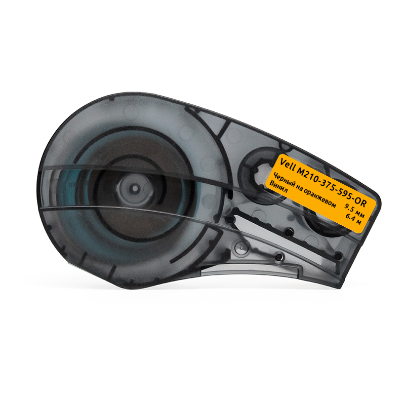 Фото Картридж Vell M210-375-595-OR (9.5мм х 6.4м, винил, черный на оранжевом) {VL142809CH}
