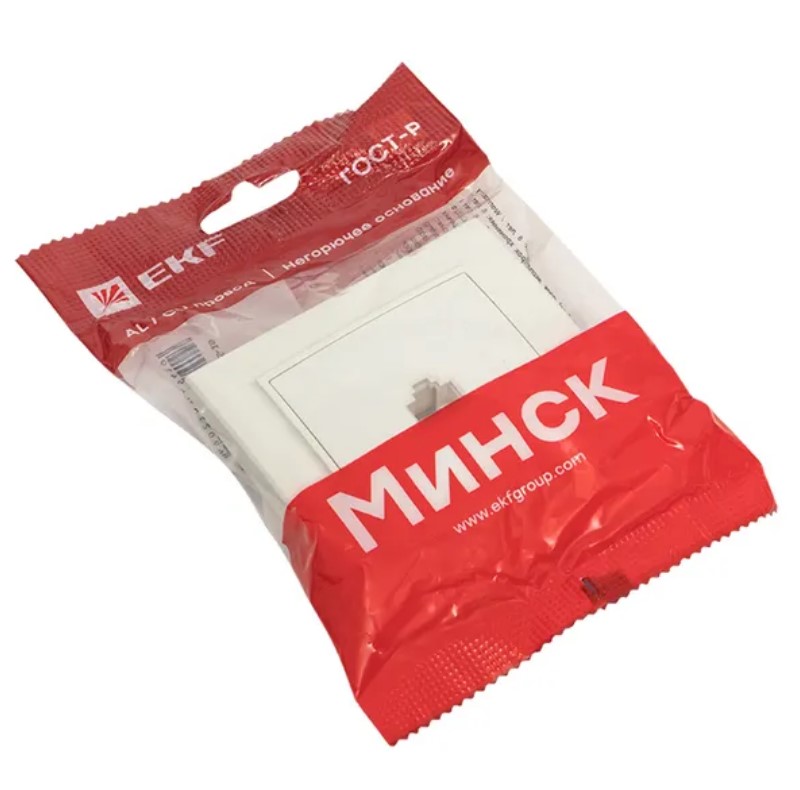 Фото Розетка компьютерная 1-м СП Минск RJ45 бел. Basic EKF ERK01-035-10 (1)