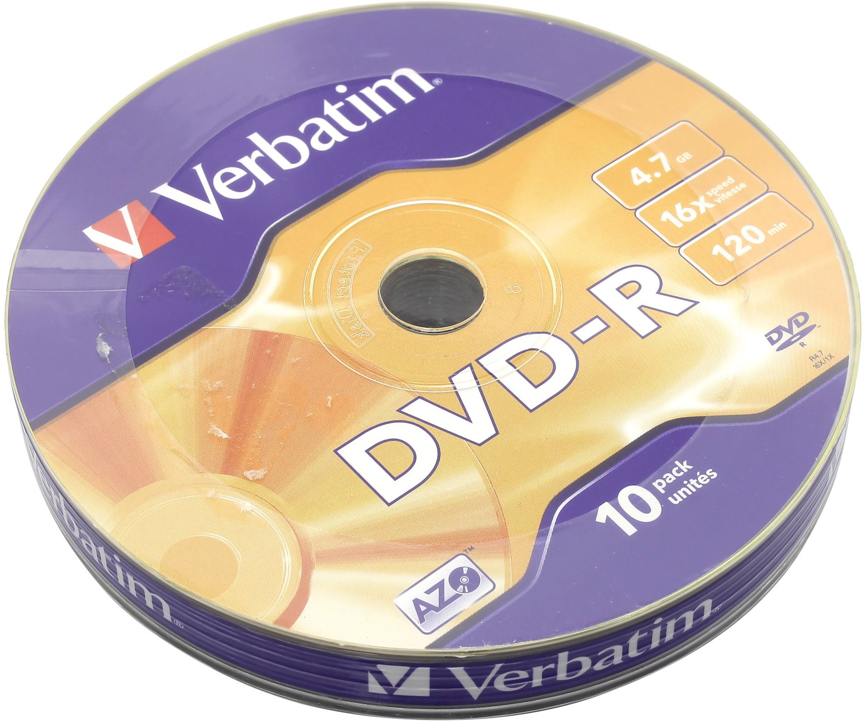 Фото Диск DVD-R Verbatim 4.7 Gb, 16x, Shrink (10), (10/300) {43729}