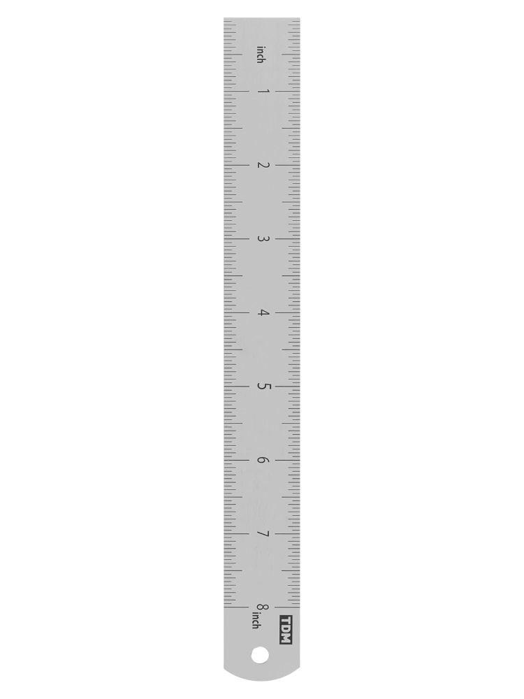 Фото Линейка измерительная металлическая 20 см, нержавеющая сталь, двухсторонняя шкала, "Рубин" TDM {SQ1018-0502} (3)