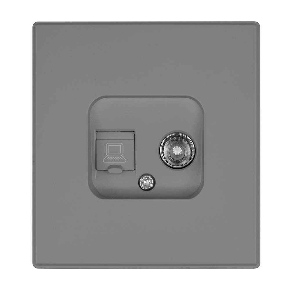 Фото Розетка серая, TV + RJ CAT6, c рамкой Vell Air {V702079} (3)