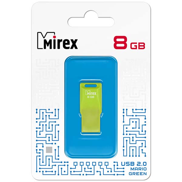 Фото Флеш накопитель 8GB Mirex Mario, USB 2.0, Зеленый {13600-FMUMAG08}