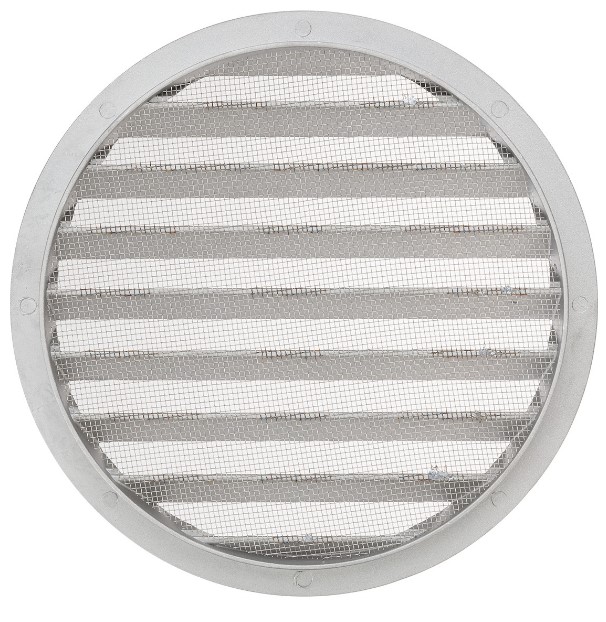 Фото Решетка вентиляционная круглая алюминиевая с москитной сеткой, с фланцем d200, внеш. D225, TDM {SQ1807-0804} (3)