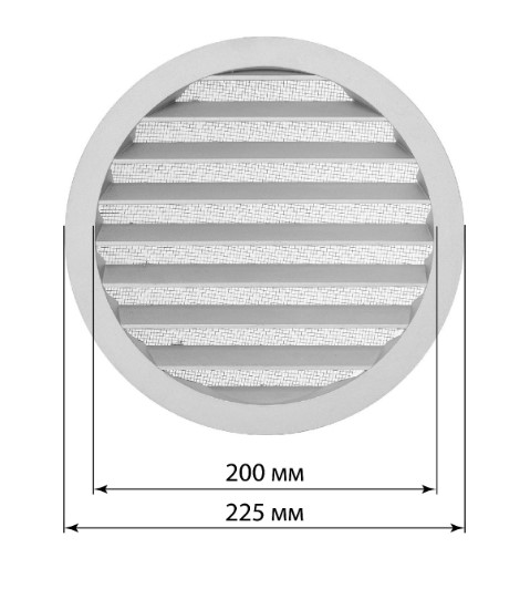 Фото Решетка вентиляционная круглая алюминиевая с москитной сеткой, с фланцем d200, внеш. D225, TDM {SQ1807-0804} (5)