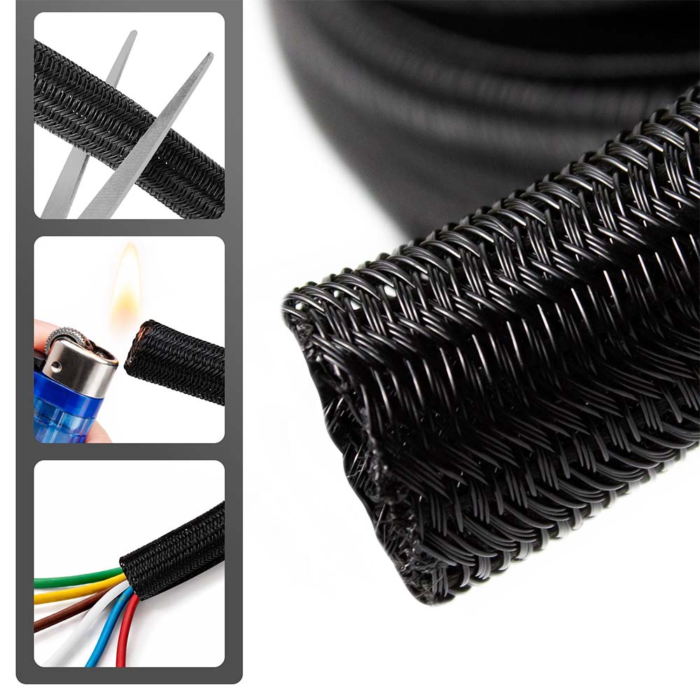 Фото Оплетка Vell самозаворачивающаяся 10 мм, сетчатого плетения для проводов, длина 10 м, черная {VL-opl-10m-10mm} (8)