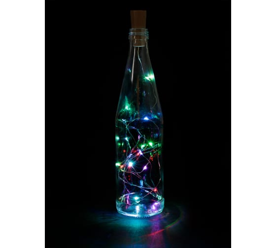Фото Гирлянда-пробка для бутылки "Роса20" 20LED, 2м, RGB, 3хAG13/LR44, TDM {SQ0361-0100} (2)