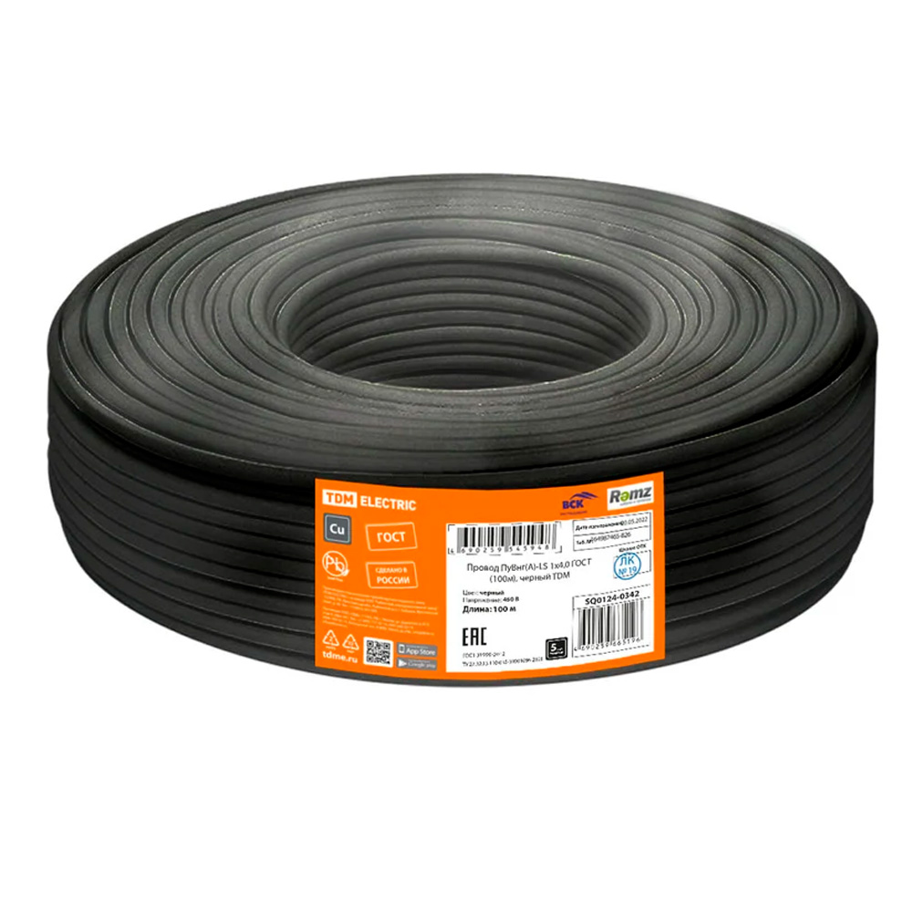Фото Провод ПуВнг(А)-LS 1х4,0 ГОСТ, черный TDM Electric (1)
