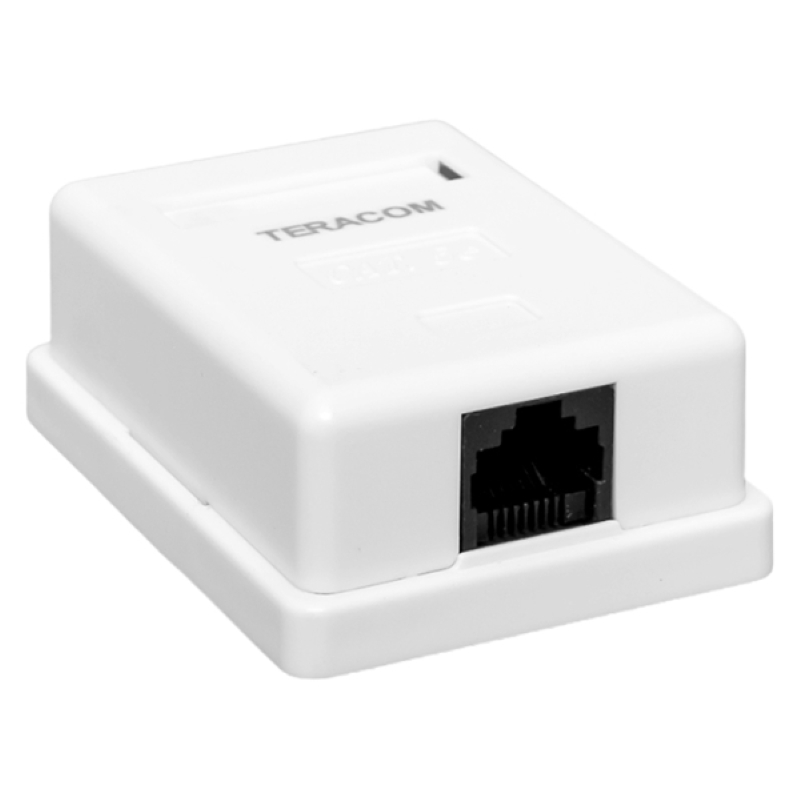 Фото Розетка настенная TERACOM кат.5E неэкранированная 1 порт RJ-45 Dual IDC бел. EKF TRC-WBOX-1RJ45-5EUTP-WH