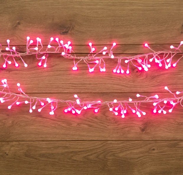 Фото Гирлянда "Мишура LED" 6 м прозрачный ПВХ, 576 диодов, цвет розовый {303-617}