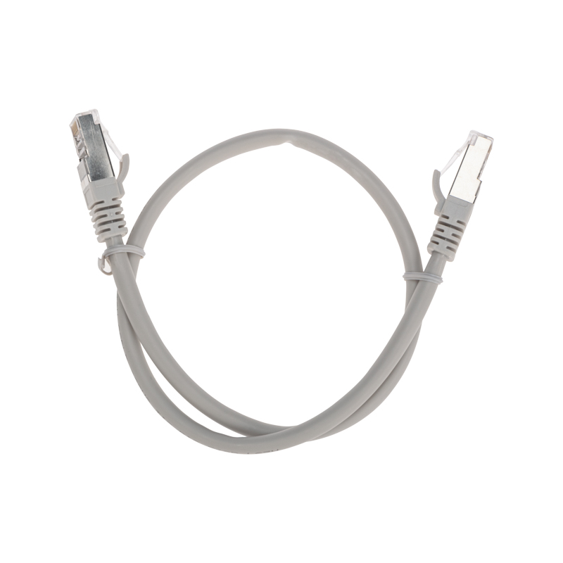 Фото Патч-корд S/FTP, CAT 6A (10G), RJ45-RJ45, 28AWG, LSZH, серый, 0,5м REXANT {02-0390-05}