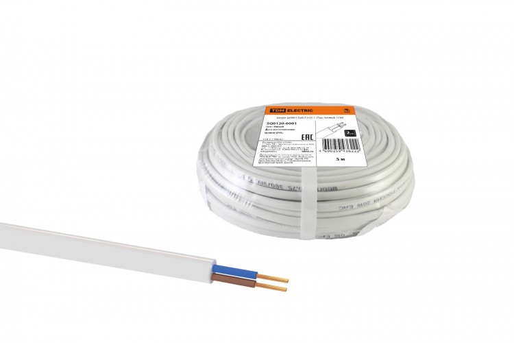 Фото Провод ПГВВП 2х1 ГОСТ, белый TDM {SQ0127-0301}