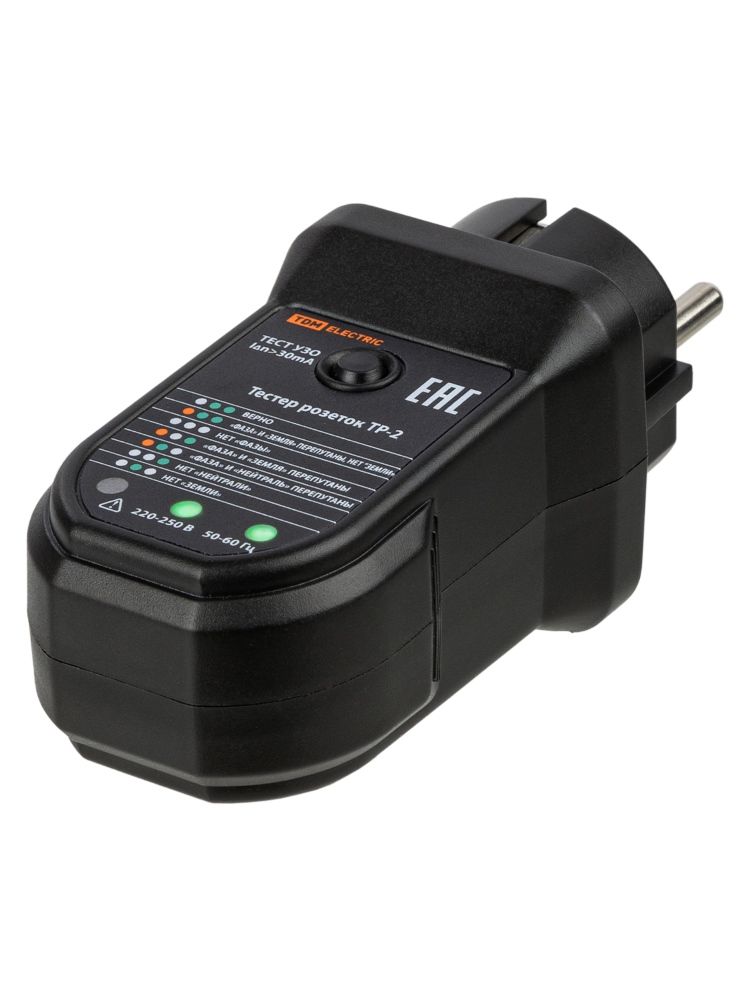 Фото Тестер розеток и УЗО ТР-2 TDM {SQ0595-0004} (1)